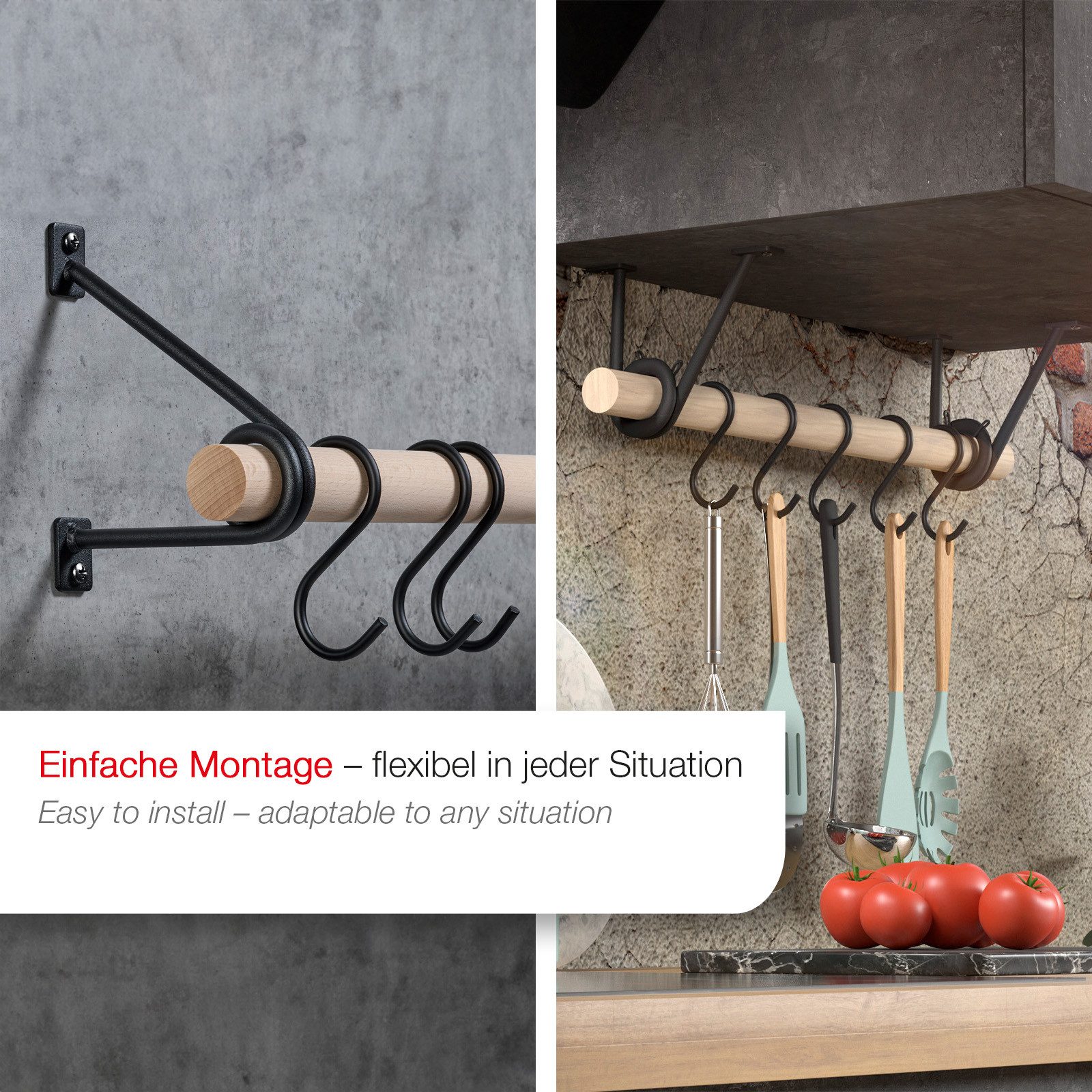 SO-TECH® Wandgarderobe 120 x 150 mm mit Ø 30 mm Kleiderstange aus Holz (Spa günstig online kaufen