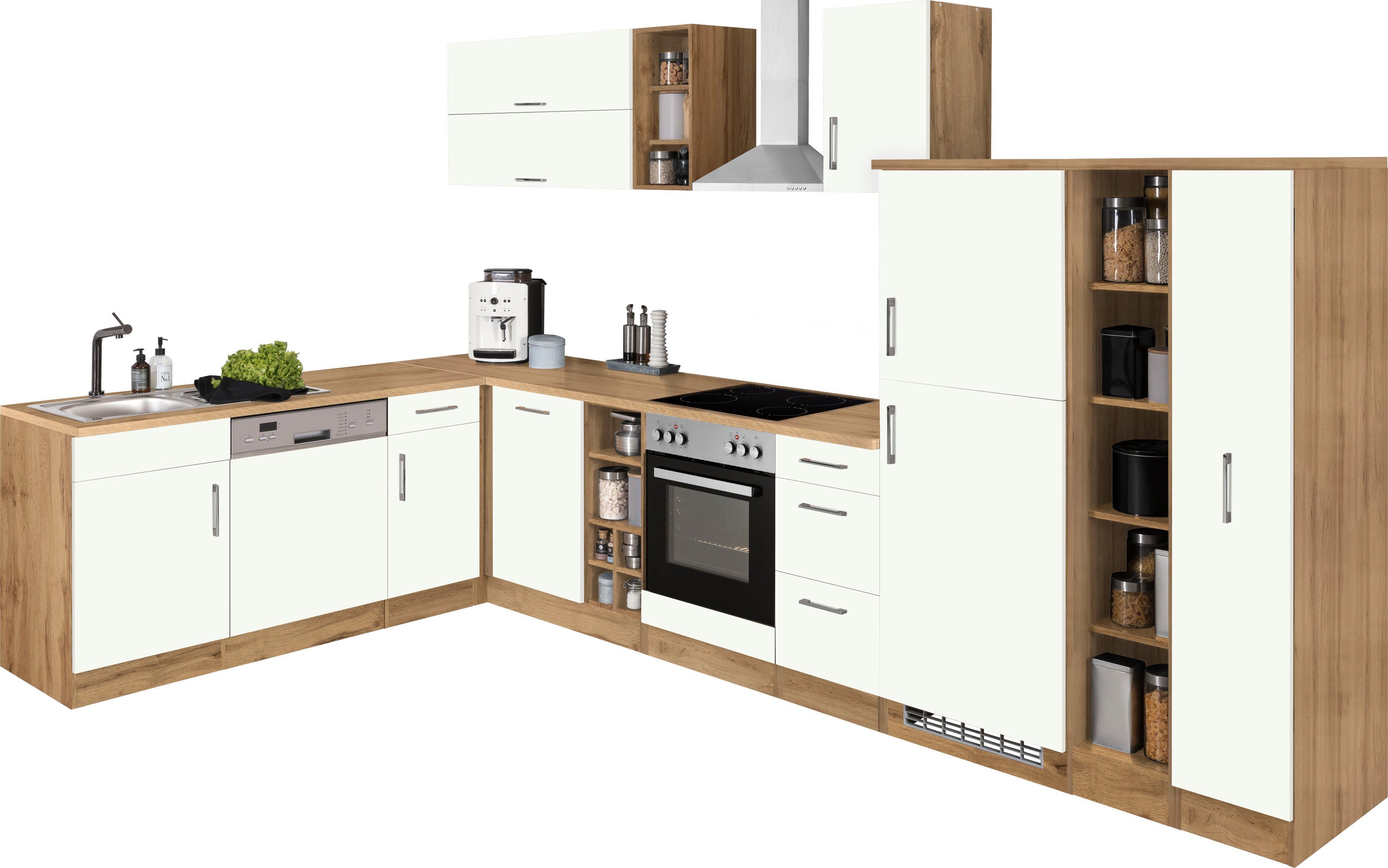 KOCHSTATION Winkelküche KS-Colmar, mit E-Geräten, Stellbreite 210/360 cm