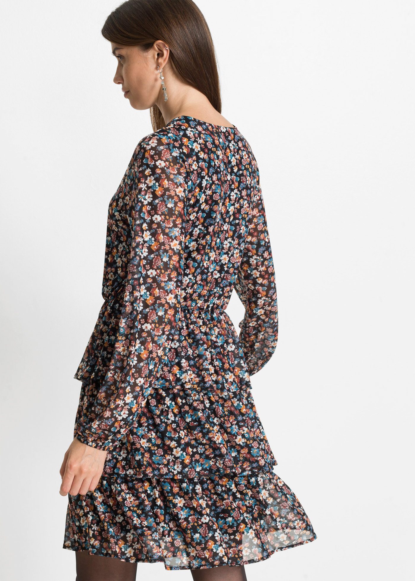 bonprix Minikleid für vielseitige Größen von 32/34 bis 48/50, mit Blumenmus günstig online kaufen