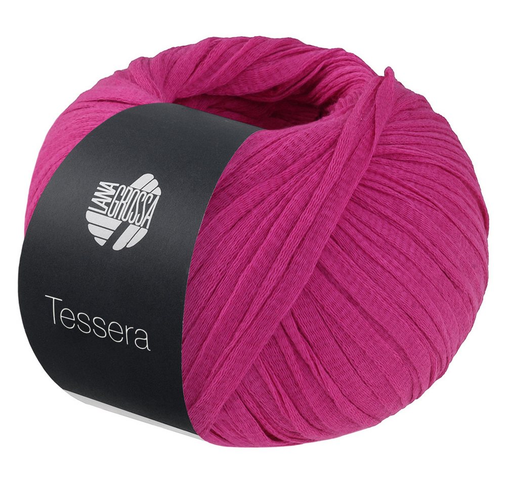 LANA GROSSA TESSERA Häkelwolle, 115 m (Hochwertiges, schmales Baumwoll-Bändchengarn in matter-papierfeiner Optik), 50 g