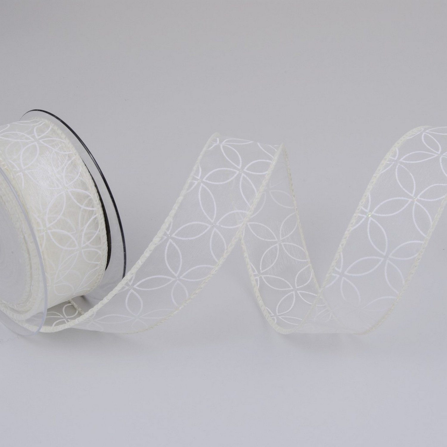 Deko AS Dekoobjekt Hochzeitsband "Flowercircle" - ivory - 40mm - 10m - 90127 40 50