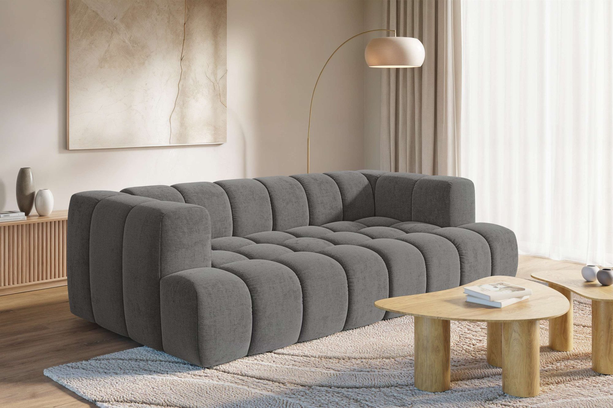 homsy by Ana Johnson Big-Sofa »XL« BOUBELLE Design-Sofa extra tief, Bubble-Optik, Breite 246 cm, 4-Sitzer mit Wellenunterfederung, XL Sitztiefe 100 cm