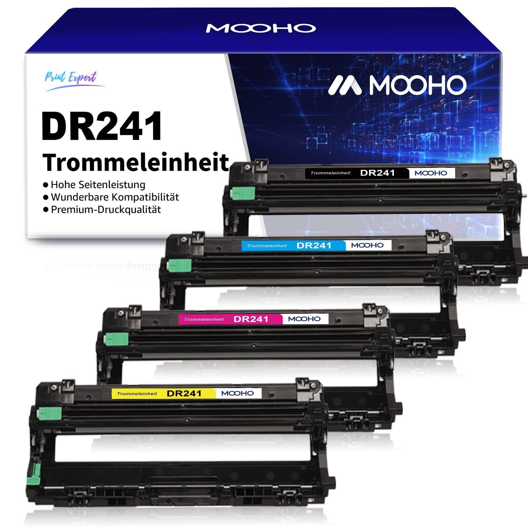 MOOHO Tonerkartusche Trommeleinheit DR241 für Brother, (DCP-9022CDW MFC-9142CDN HL-3152CDW)