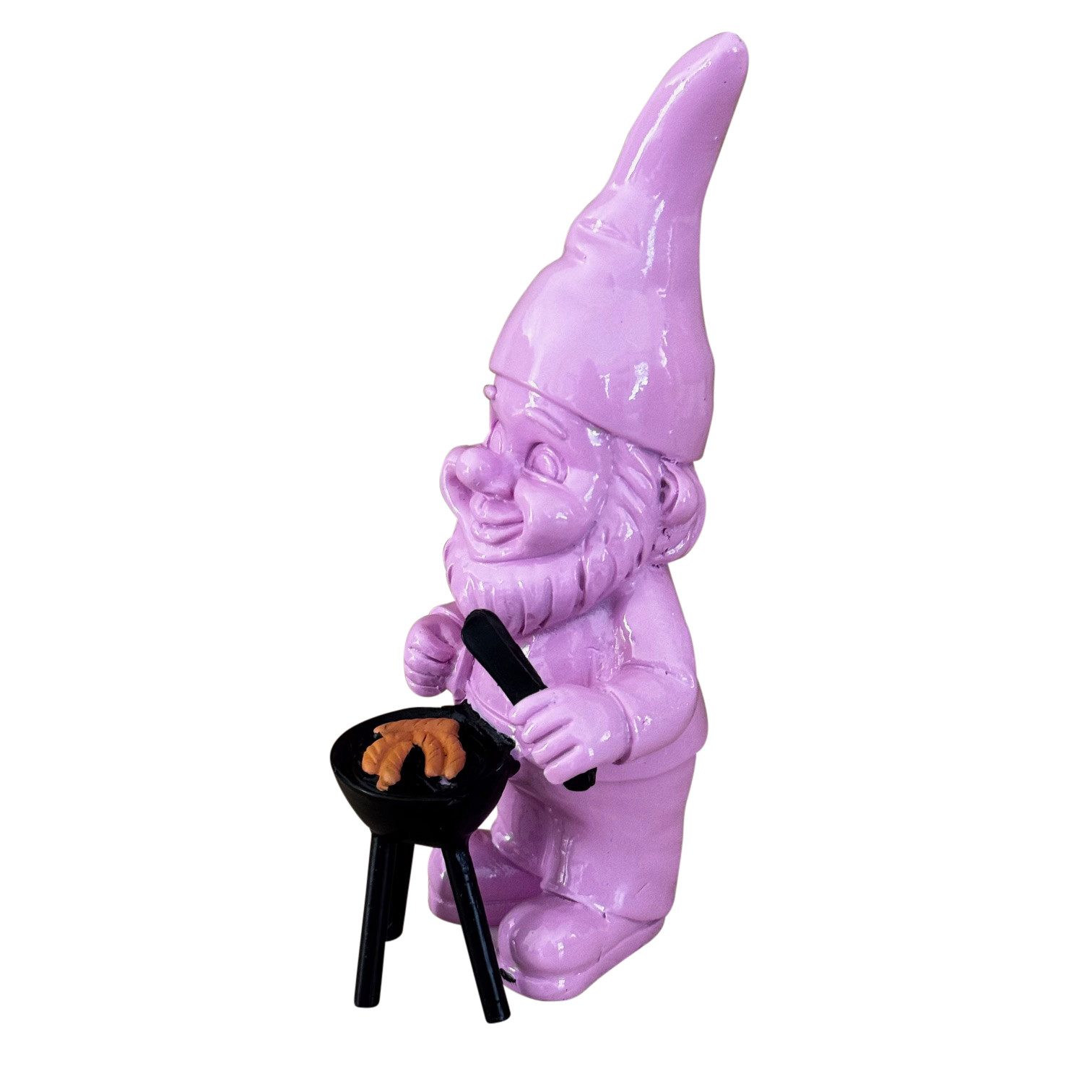 Online-Fuchs Gartenfigur für draußen - moderner Gartenzwerg mit Grill - 18,5 cm groß, (trendige Farben, wetterfest), lustige Geschenkidee für Gartenfreunde