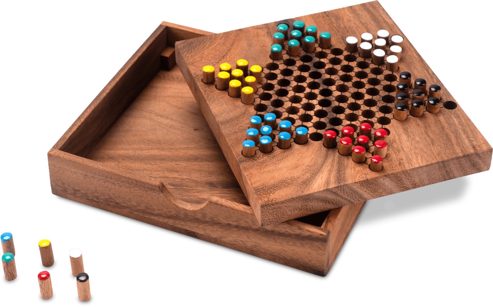 Logoplay Holzspiele Spielesammlung, Halma Gr. S – Gesellschaftsspiel aus Holz 2–6 Spieler, kompakt & klassischHolzspielzeug