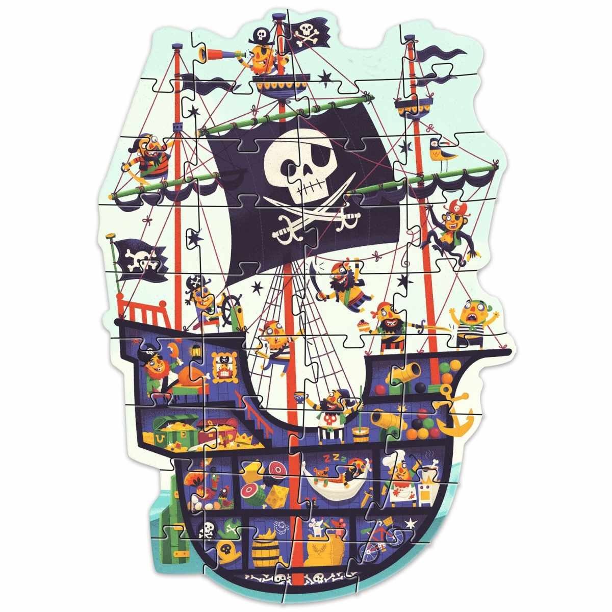 36 90 36 Puzzleteile Konturenpuzzle cm Piratenschiff Das DJECO lang, Teile Puzzle: