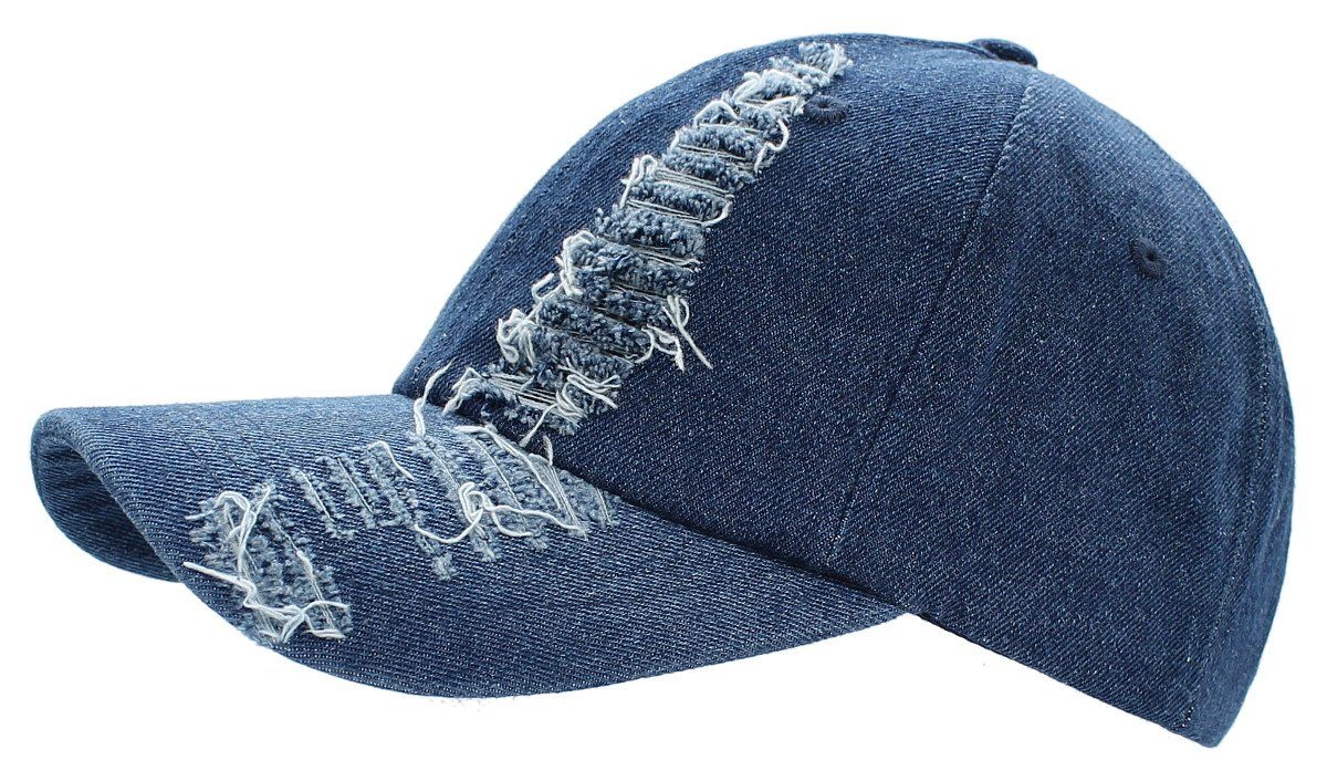 dy_mode Destroyed Cap Frauen Mütze Optik, Herren Risse Cap Look Destroyed Baseball Schirmmütze Unisex K223-Jeansblau Baseball