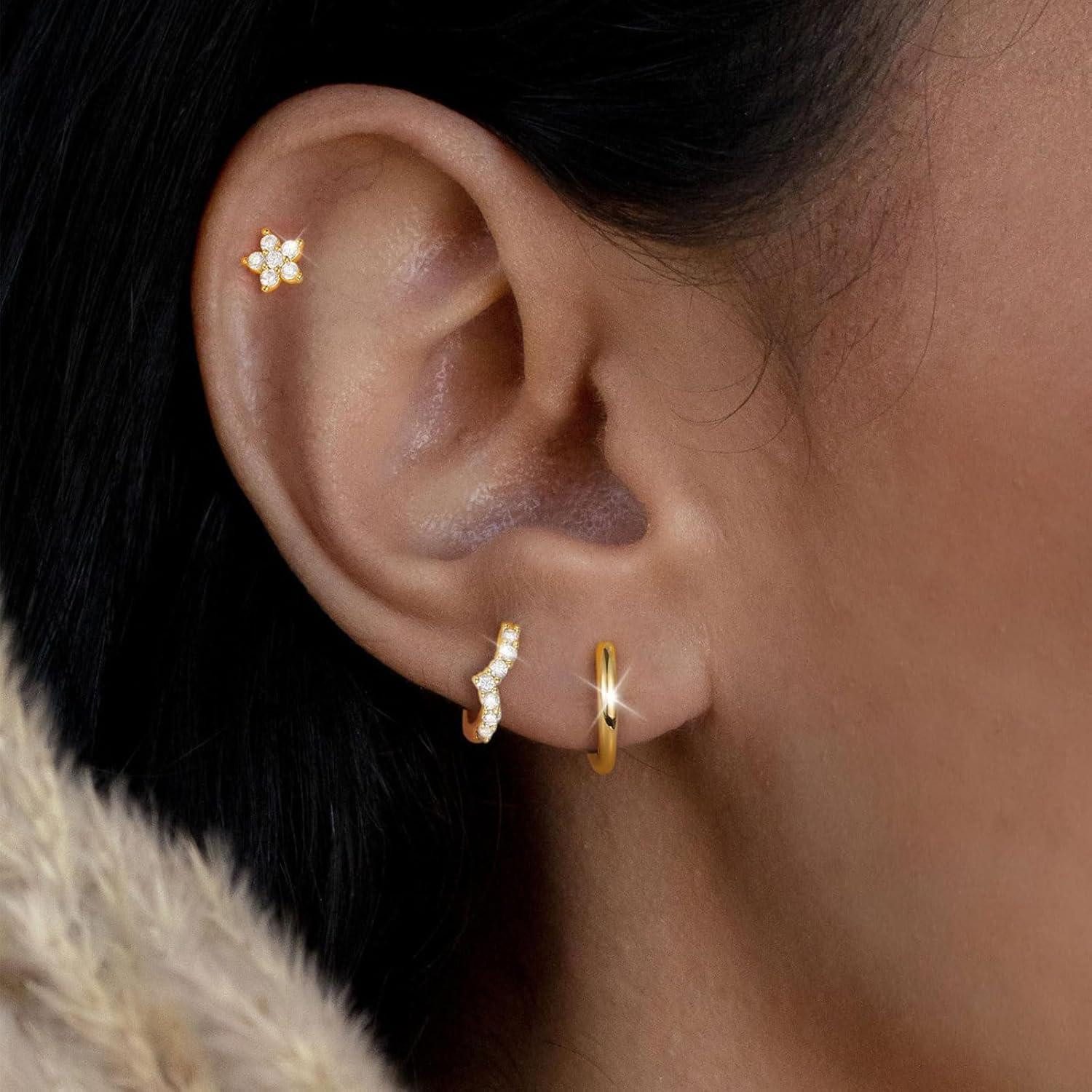 LuxusKollektion Schmuckset Ohrringe Set Silber 925 Vergoldet: Creolen Ohrst günstig online kaufen