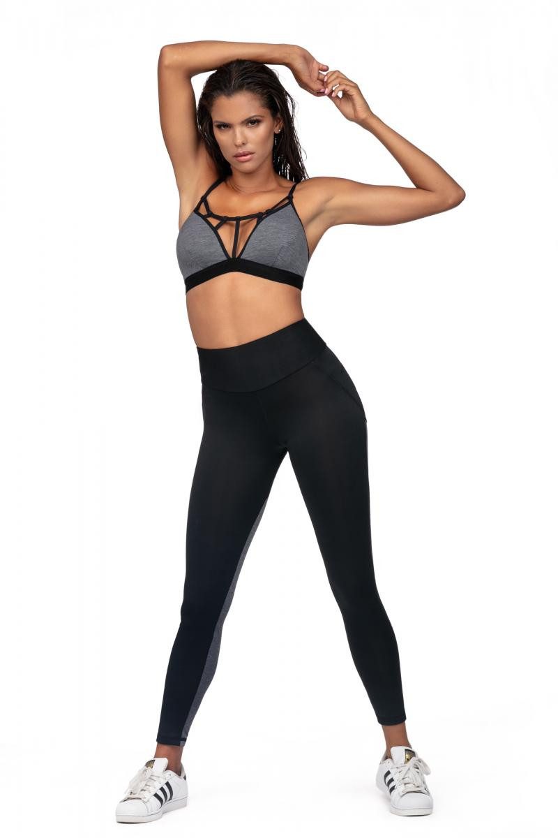 Lorin Leggings Frauen Sport Leggings elastisch in schwarz grau Fitness Hose dehnbar m