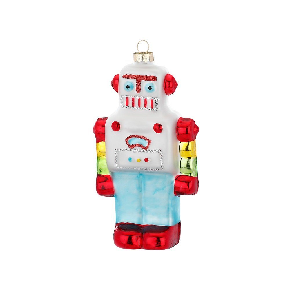 MAGIC Glas 10.5cm Roboter Christbaumschmuck weiß bunt / by Christbaumschmuck, Inge