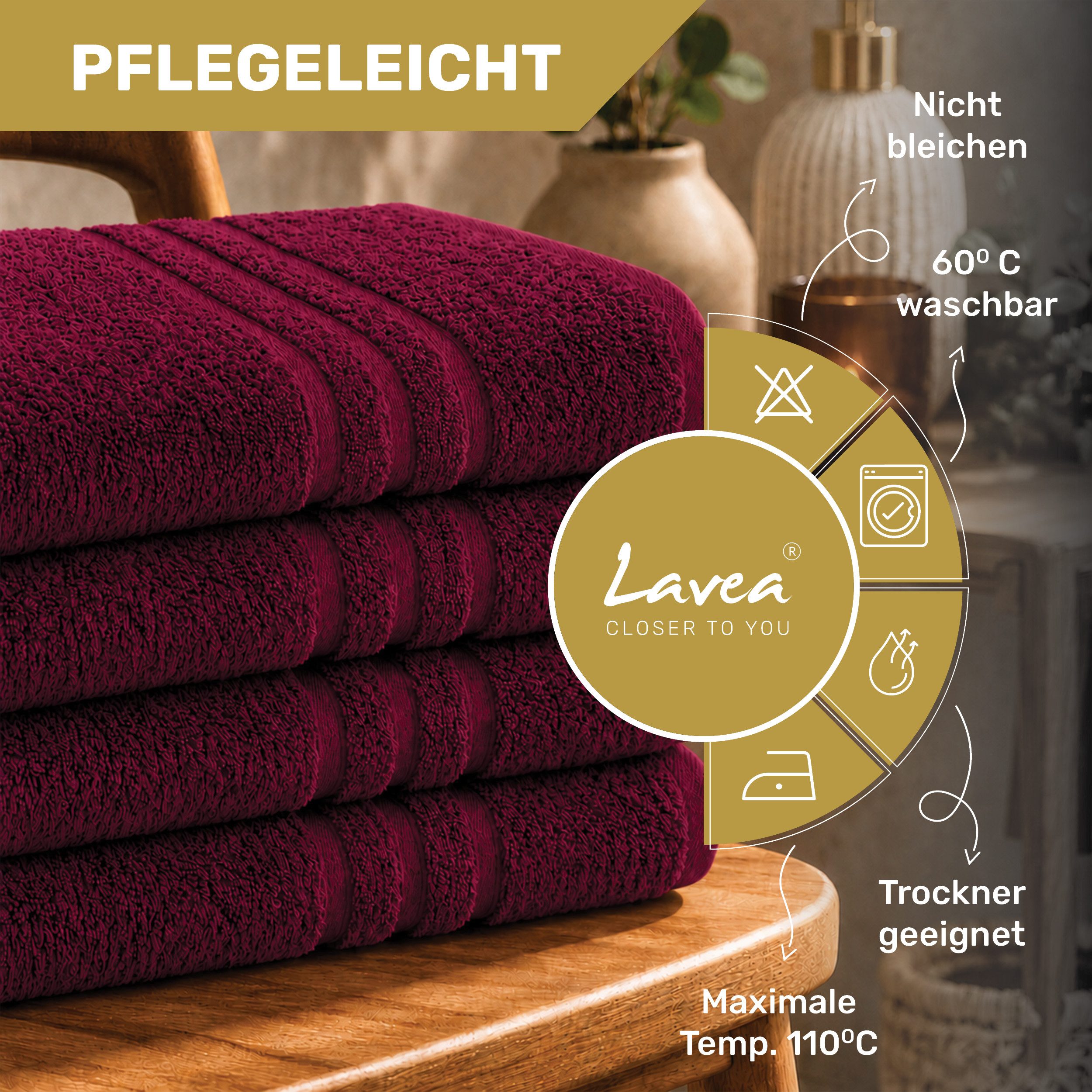 Lavea Handtücher 8er Handtuch Set 50x100 cm, Sporthandtuch, Badetuch, (Frottierserie Elena), Saugstarke & weiche Gästetücher, Handtuch Set – Bild 2 von 5