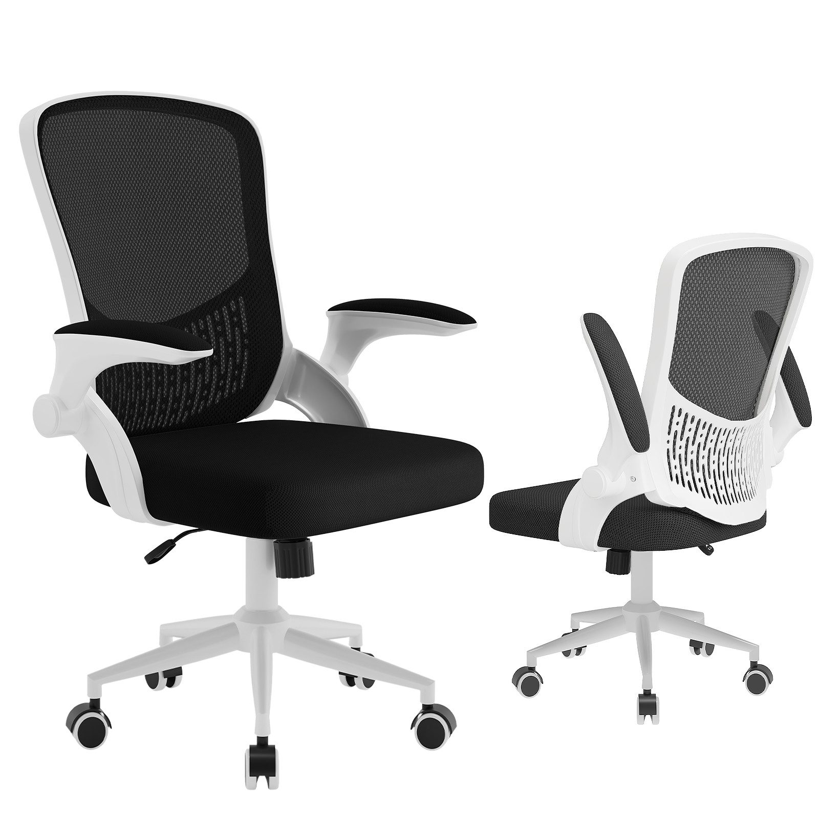 ZAISZE Bürostuhl Ergonomischer Bürostuhl mit 90° Klappmechanismus & Netzfach (Spar-Set), Rückenlehne Unterstützung: 95° - 120° Neigung