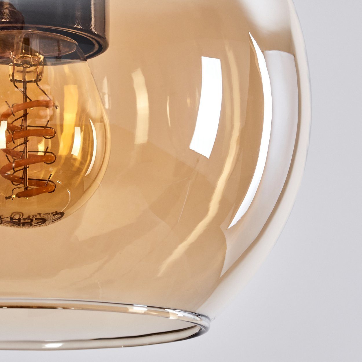 x Leuchtmittel, Höhe hofstein in aus 3 Metall/Glas Hängeleuchte Hängelampe max. Schwarz/Bernsteinfarben, ohne cm, mit Glasschirmen E27 cm), Pendelleuchte (15 111,5