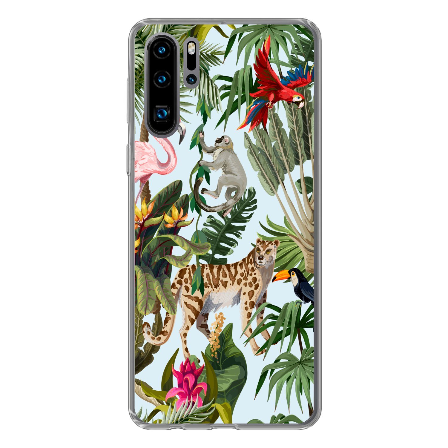 MuchoWow Handyhülle für Huawei P30 Pro Dschungel - Tiere - Mädchen - Kinder - Jungen - Fla, Handy Case, Silikon, Bumper Case Dünn