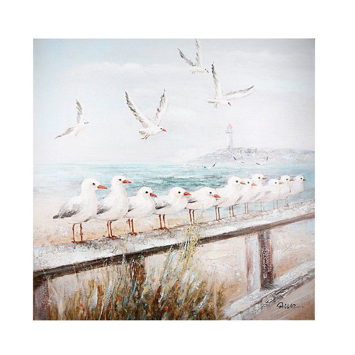 GILDE Wandbild GILDE Bild Seaside - blau-grau - H. 60cm x B. 60cm