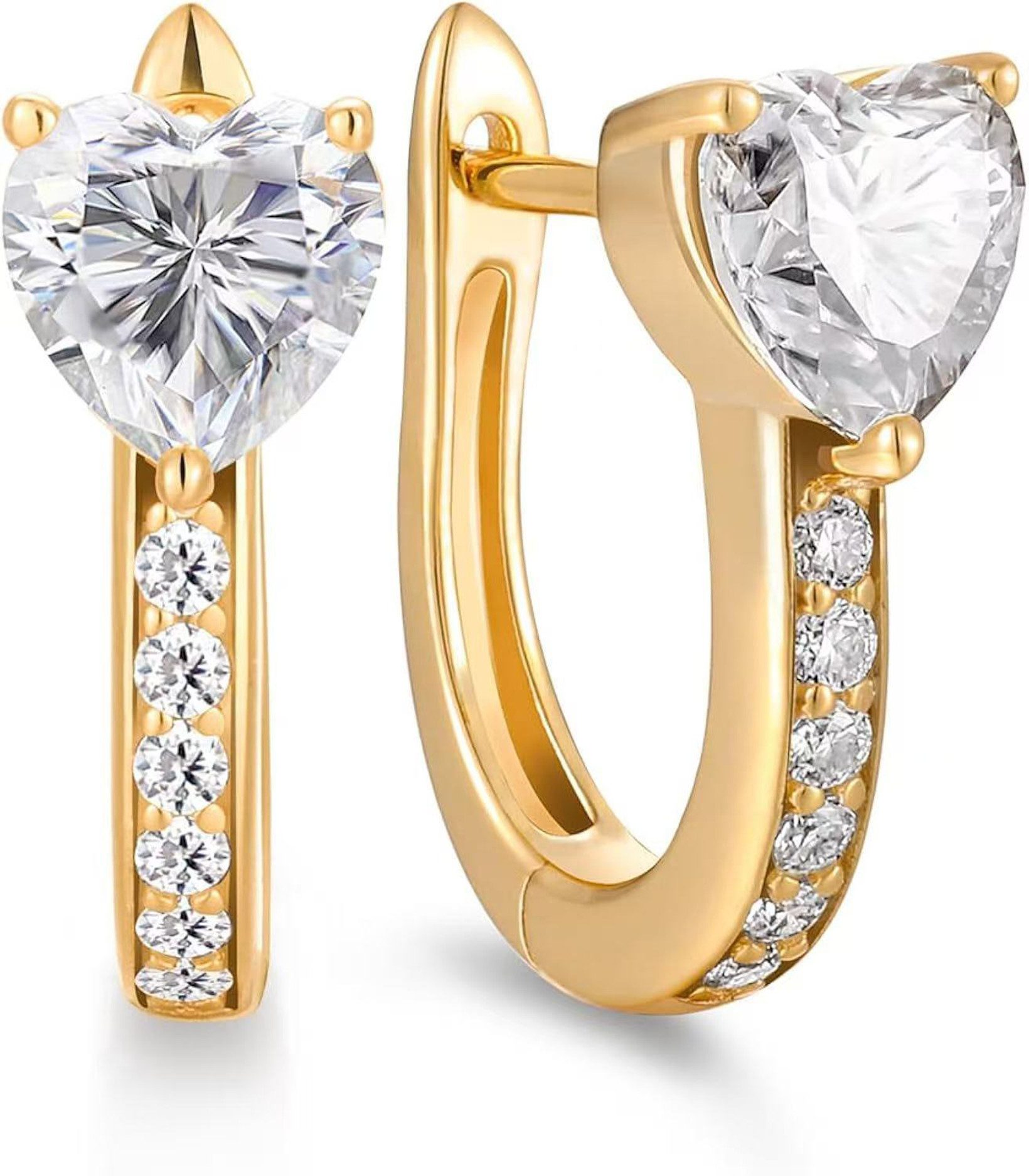 Paar Ohrstecker mit Ohrklemme Jeder Diamant in Herzform0,7ct,D/E,VVS/VS,Diamantohrringe für Damen