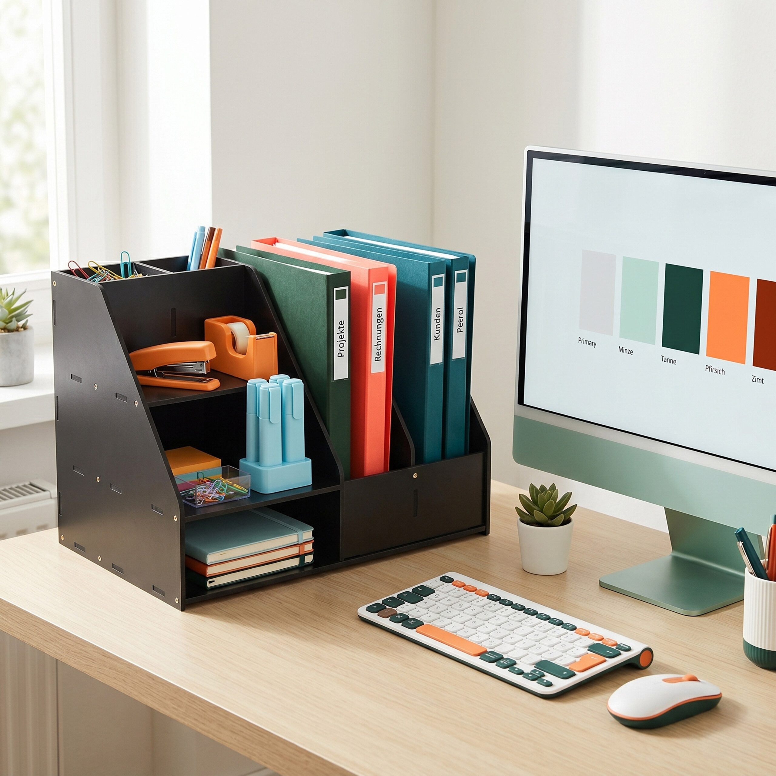 relaxdays Briefablage Schreibtisch Organizer DIN A4, schwarz