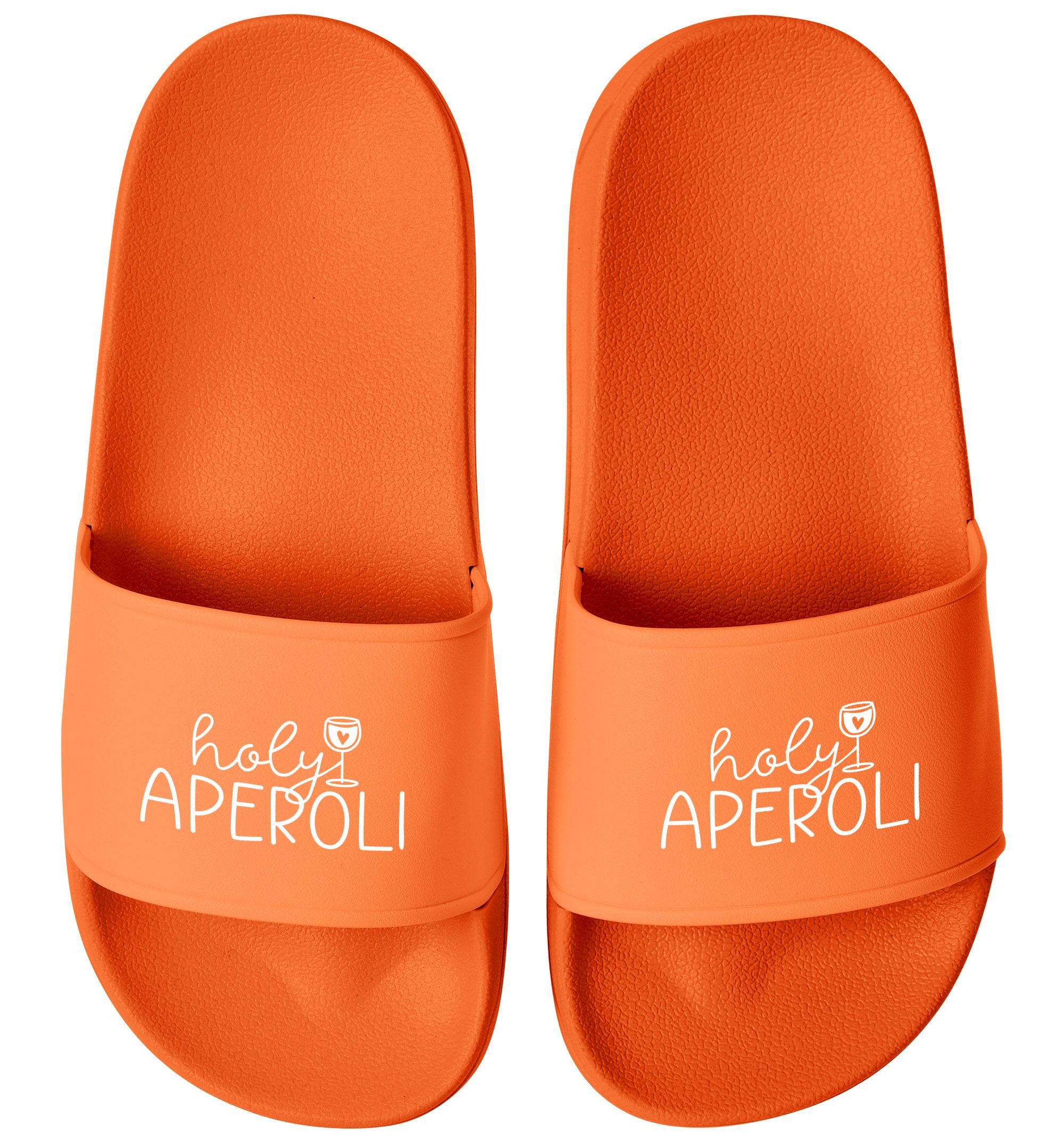 MoonWorks Badeschlappen mit Spruch Holy Aperoli Тапочки Damen Aufdruck Badesandale