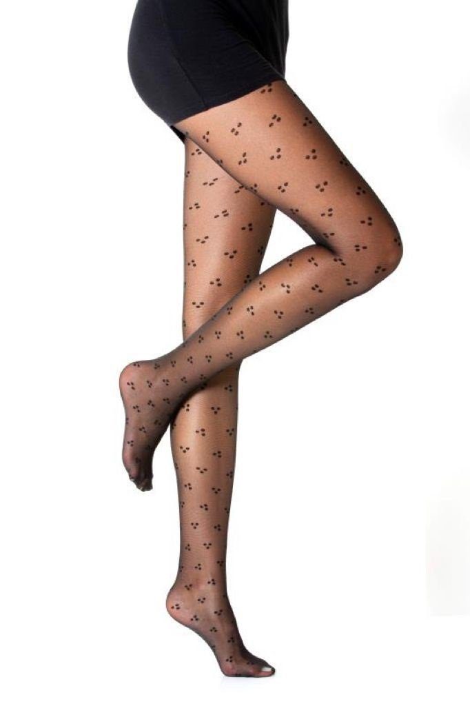 cofi1453 Feinstrumpfhose Damen Strumpfhose mit Muster Nero Frauen Hose Socken 40 DEN schwarz | Feinstrumpfhosen