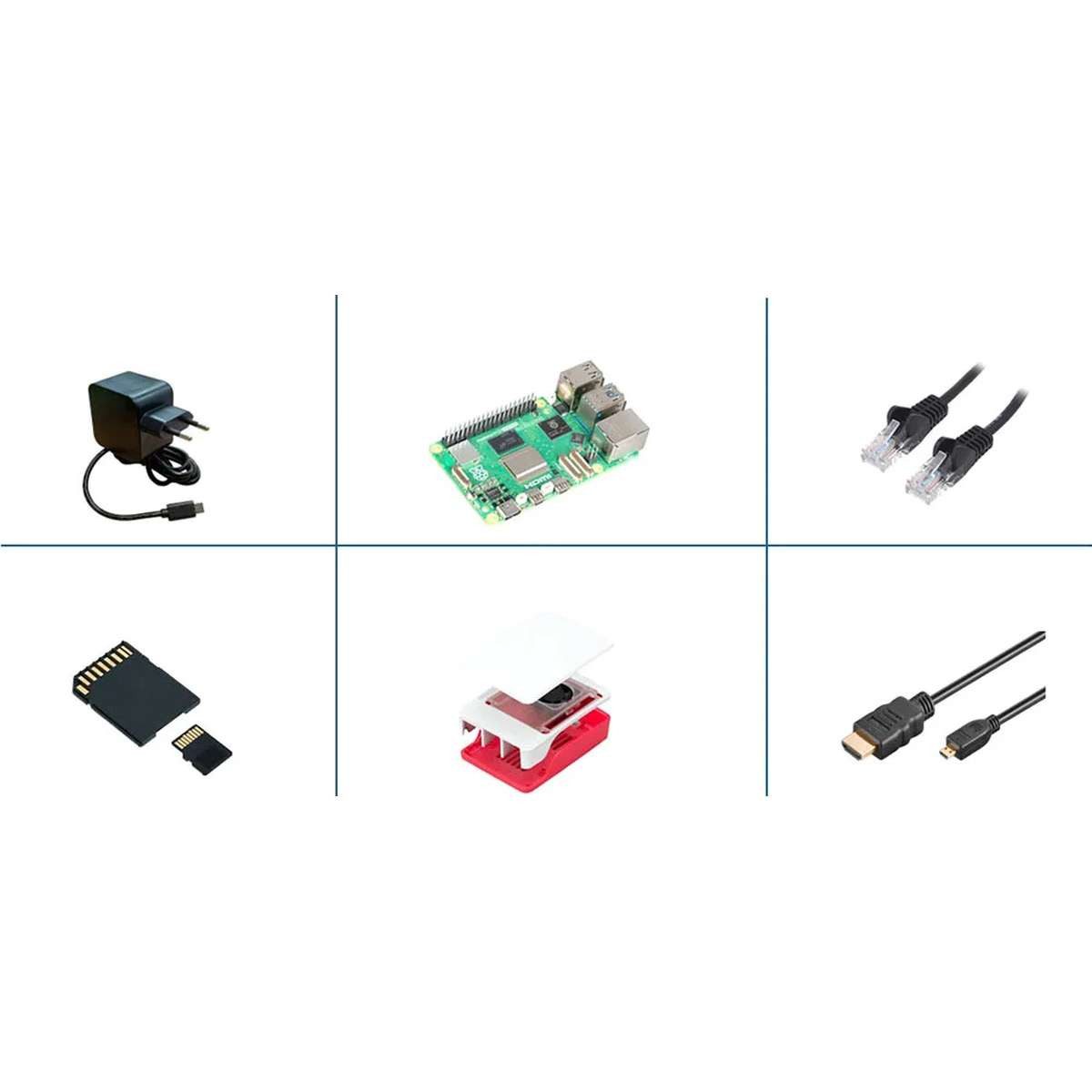 Raspberry Pi Raspberry Pi 5 Kit (RPI5 4GB, 64GB SD-Karte, 27W Netzteil) Mini-PC Barebone