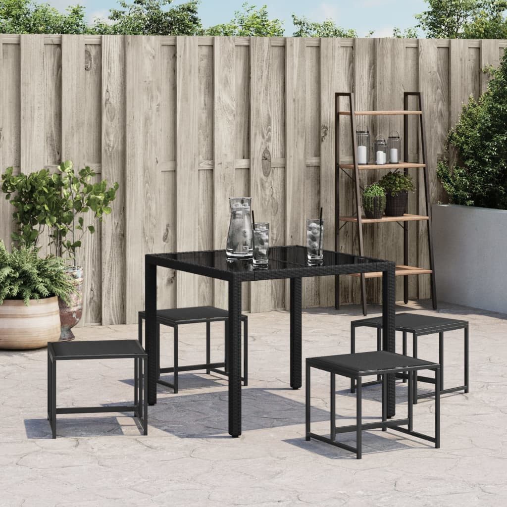 vidaXL Hocker Gartenhocker 4 Stk. Schwarz Stahl und Textilene (4 St)