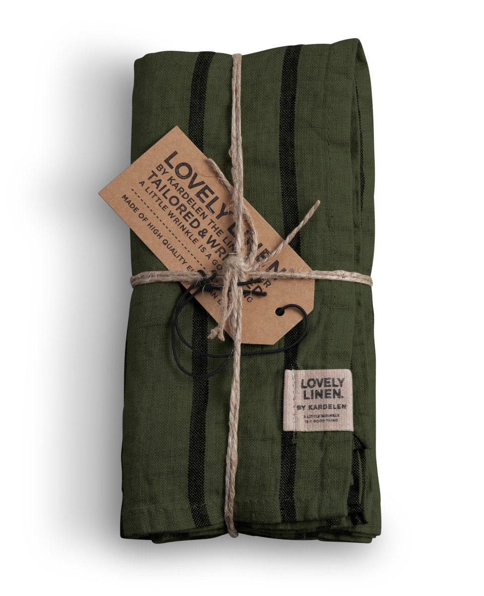 Lovely Linen Stoffserviette Lovely Serviette Leinen stripe forest 42x42cm 1Stk