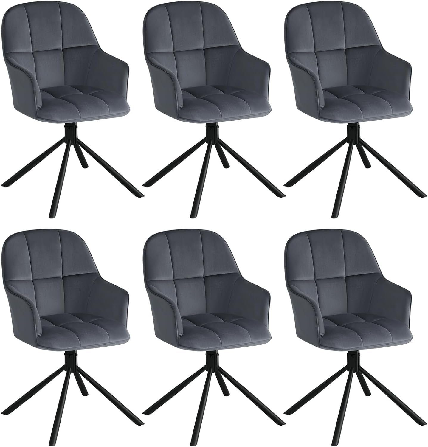 EUGAD Esszimmersessel (6-St), drehbar, mit Armlehnen Rückenlehne, Metallbei günstig online kaufen