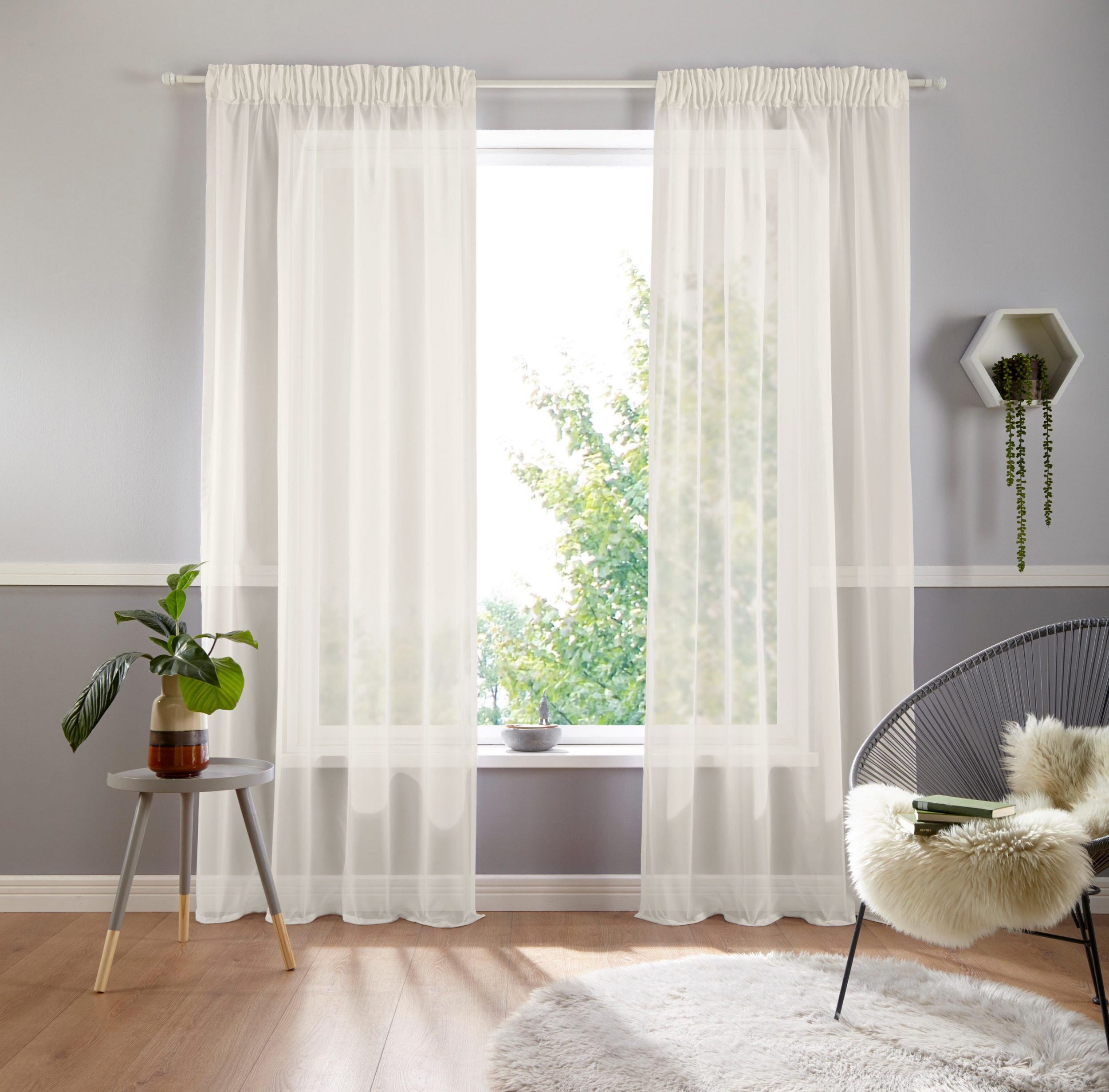 OTTO home Gardine Ari (1 St), Multifunktionsband, halbtransparent, Voile, Bestseller mit 4,5-Sterne-Bewertung
