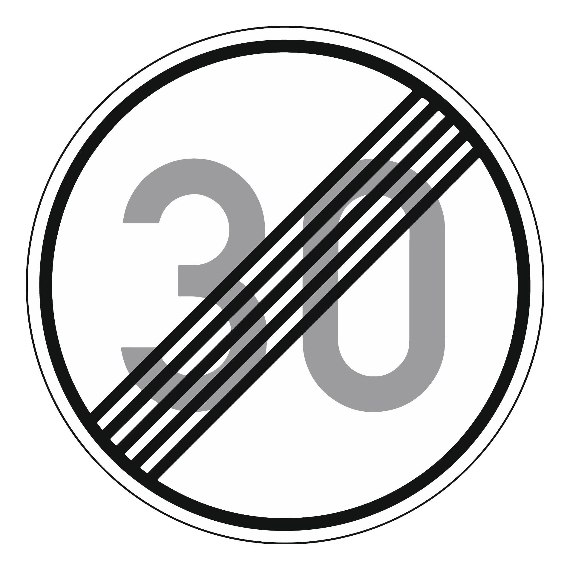 Verkehrsschild, 278-30 Ronde 600 mm Ende 30 km/h RAL-Gütezeichen Folie RA1