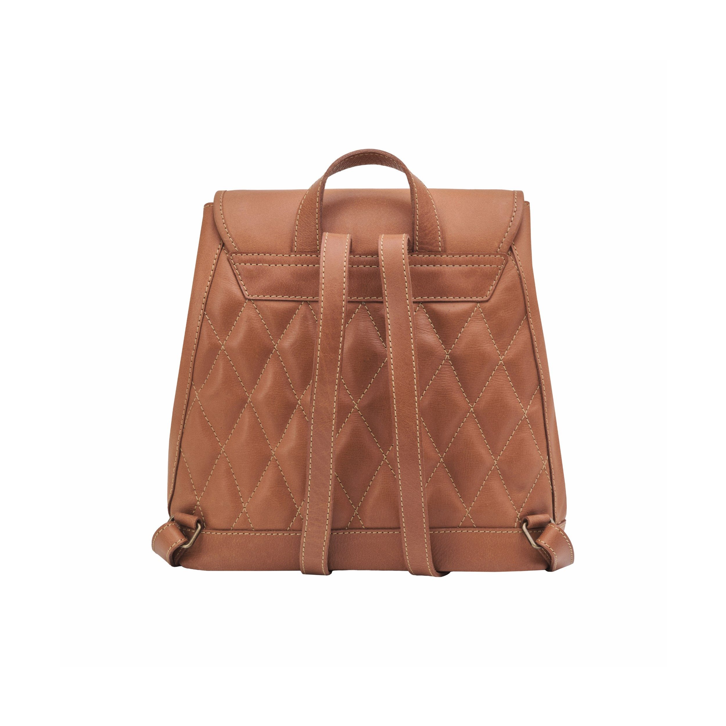 DRAKENSBERG Cityrucksack »Sanya« Cognac-Braun, kleiner Tagesrucksack, Handtaschen-Ersatz für Damen aus Naturleder