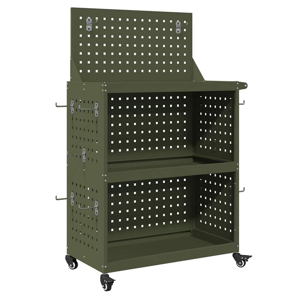 vidaXL Werkzeugbox Werkzeugwagen Olive Grün 65 x 35 x 111 cm Kaltgewalzter Stahl (1 St)