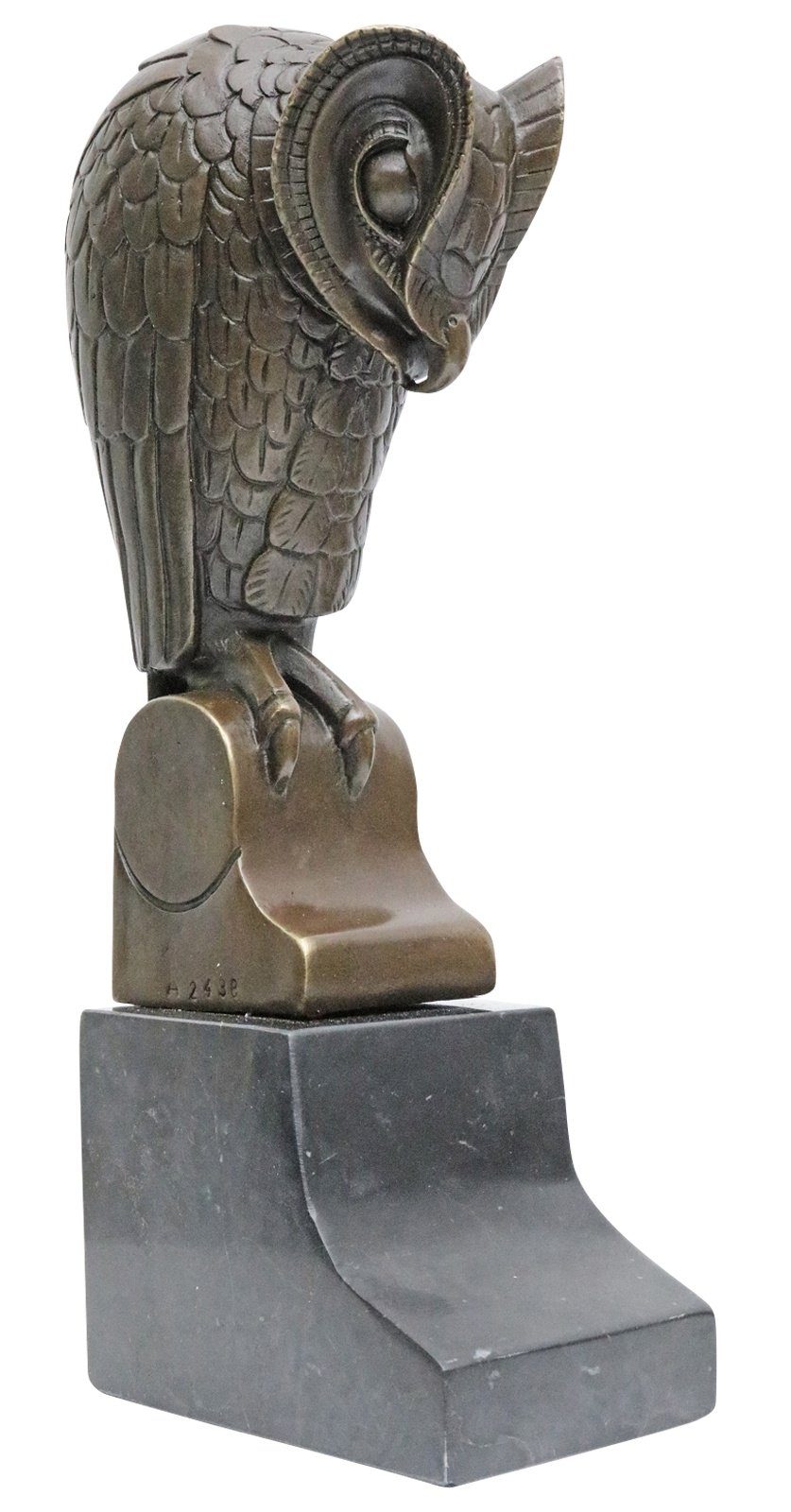 Dekoobjekt Bronzeskulptur Bronze Figur Buchstütze Bronzefigur Eule Skulptur Antik