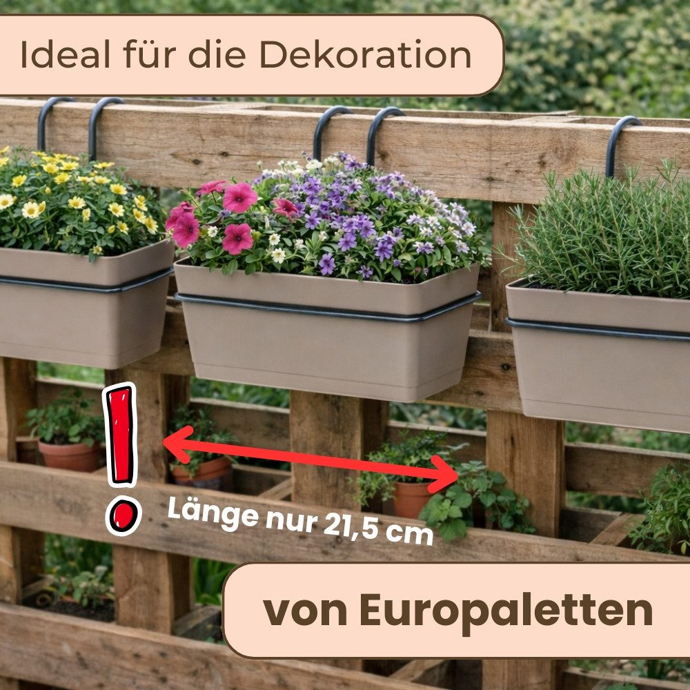 GarPet Blumenkasten Blumenkasten Balkon 3er Set Balkonkasten mit Halterung Pflanzkasten