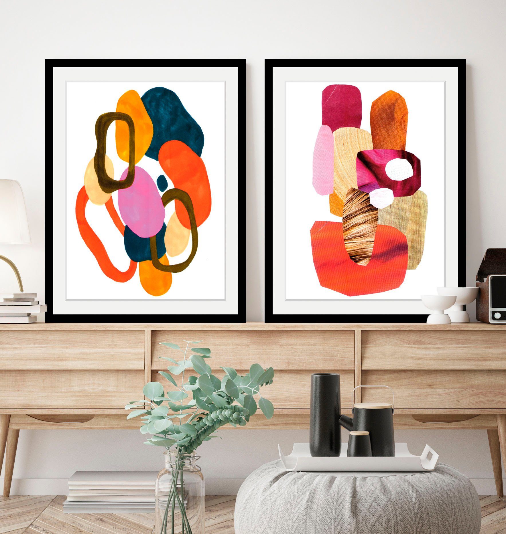 queence Bild Joko, Abstrakt, Figuren, Gemälde, Kunst, Modern (1 St), HD Premium Poster-Druck inkl. Holzrahmen