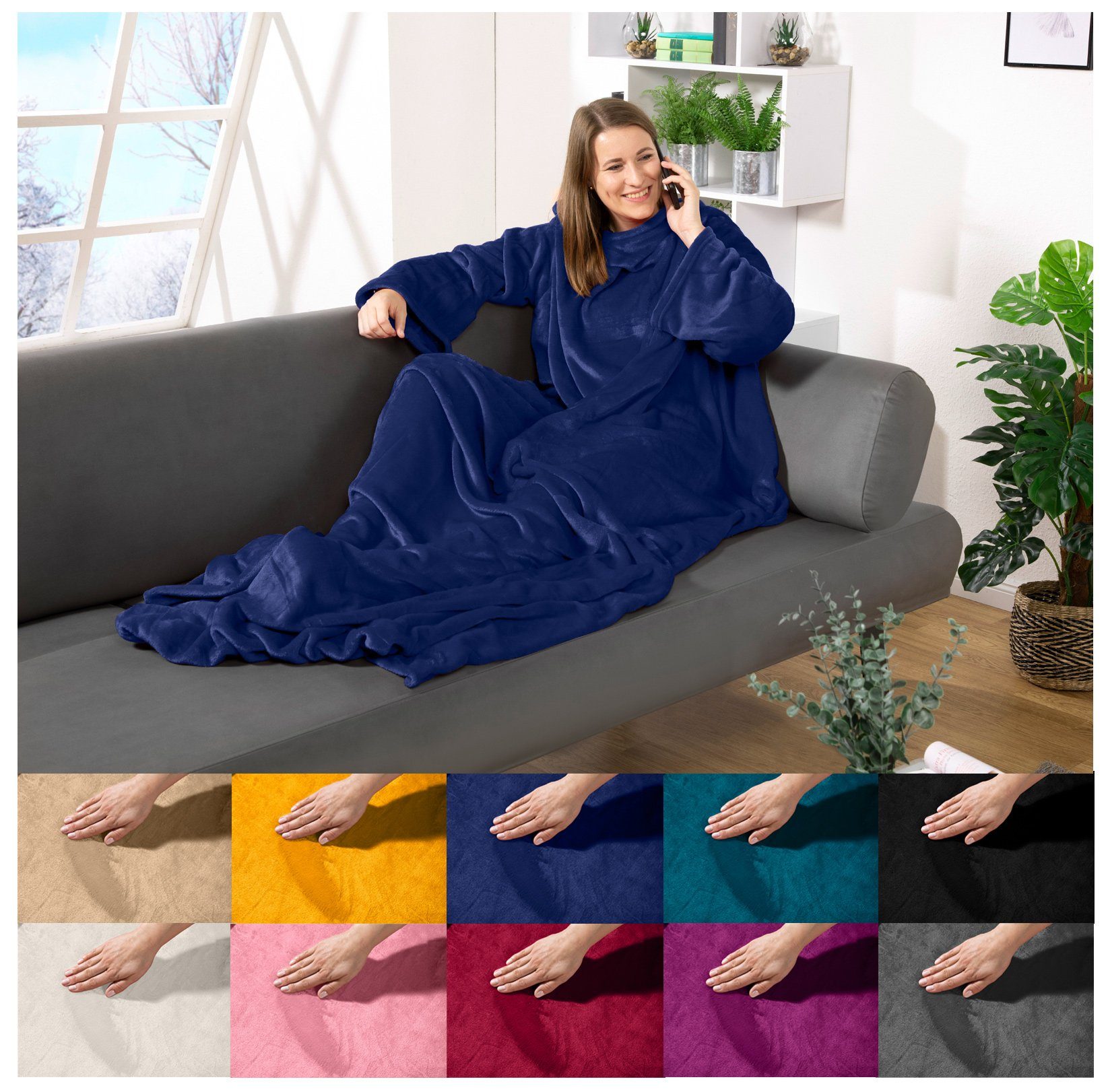 Wohndecke tragbare Ganzkörperdecke Kuscheldecke Ärmeldecke, heimtexland, günstig online kaufen