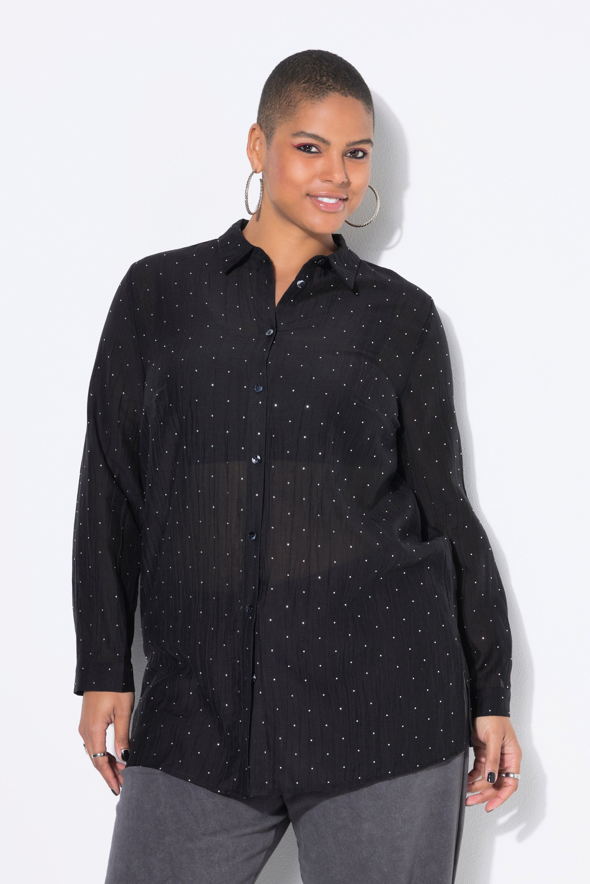 Studio Untold Hemdbluse Hemdbluse Boxy Shape Glitzersteinchen günstig online kaufen
