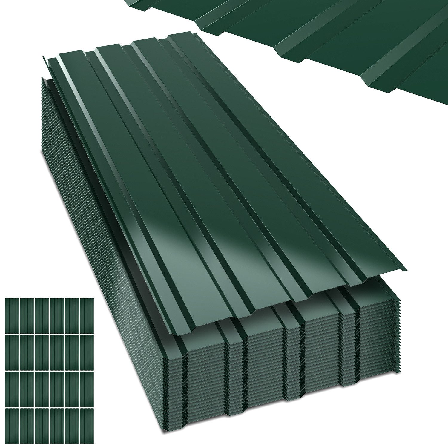 Clanmacy Trapezblech Deckenplatten 24st 115x45cm 12 Wellplatte Dachpaneele Profilblech, 115x45x0.25 mm (Set 24-St) UV-Schutz, Wasserfest, Wetterfest, Rostresistent, Korrosionsbeständig