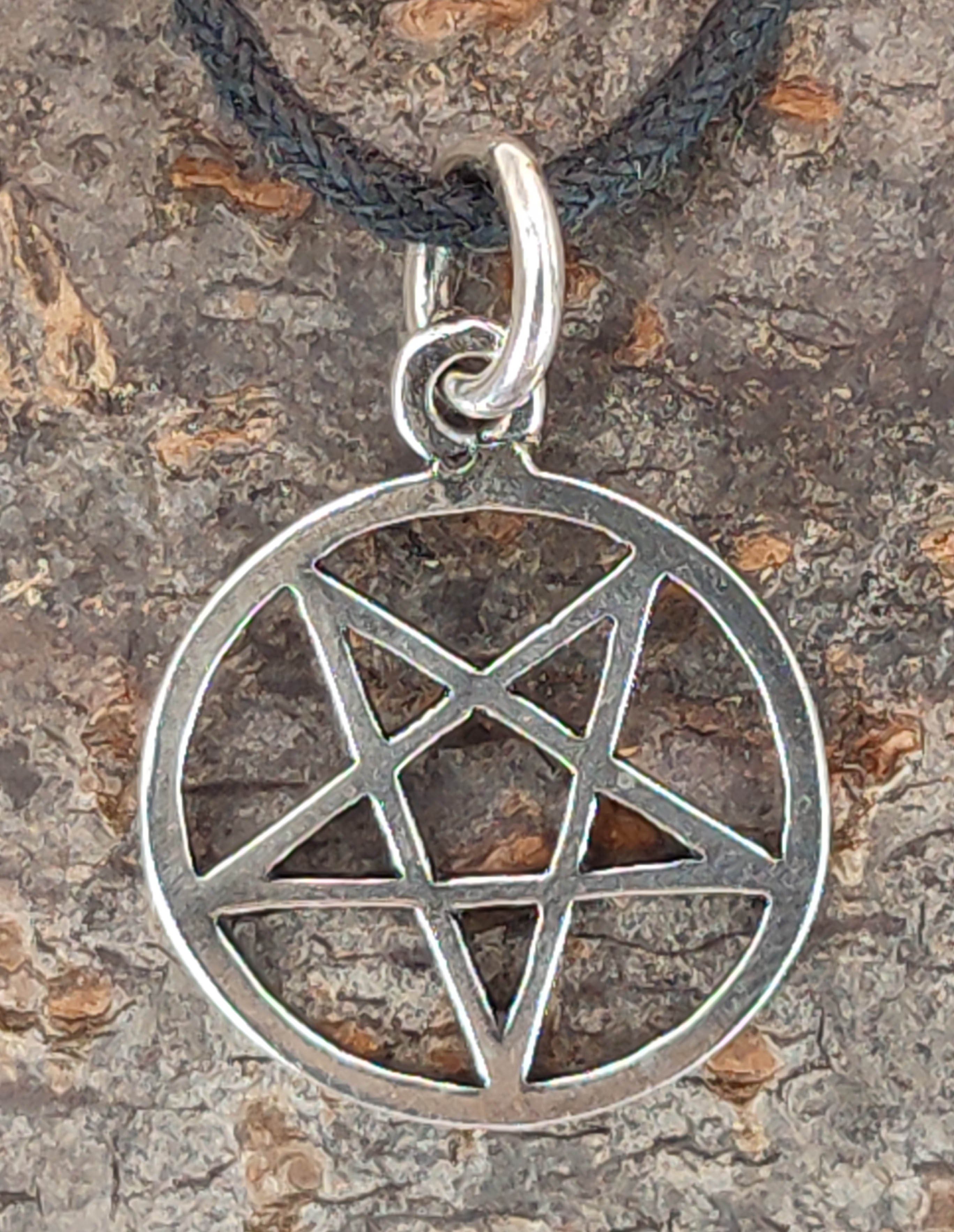 Satan Kettenanhänger Teufel Si.52 Luzifer Pentagramm Leather Kiss Silber Drudenfuß, 925 (Sterlingsilber) of Magie