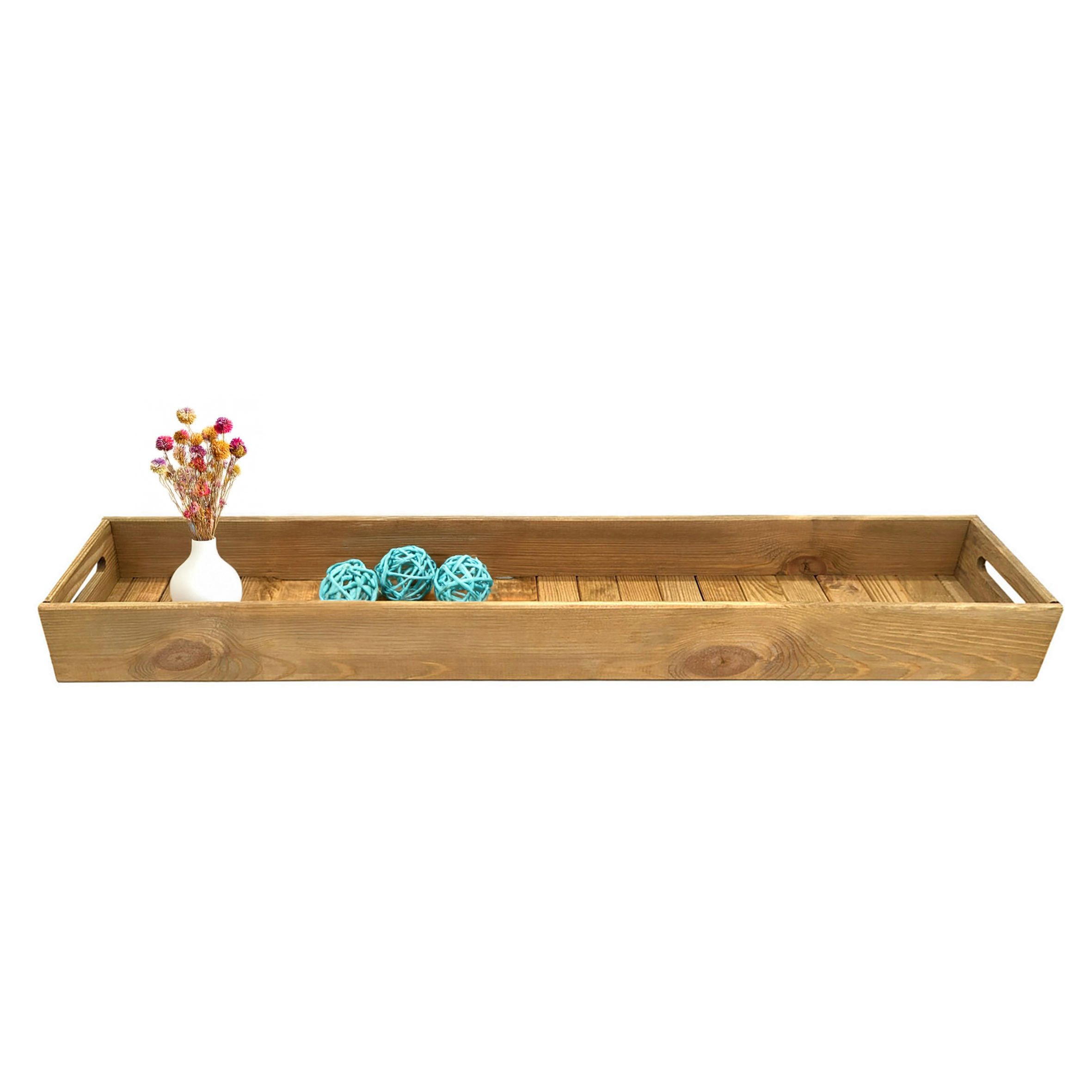 Spetebo Kerzentablett XXL Holz Dekotablett - 95 x 18 cm (Set, 1 St., 1 Tablett)