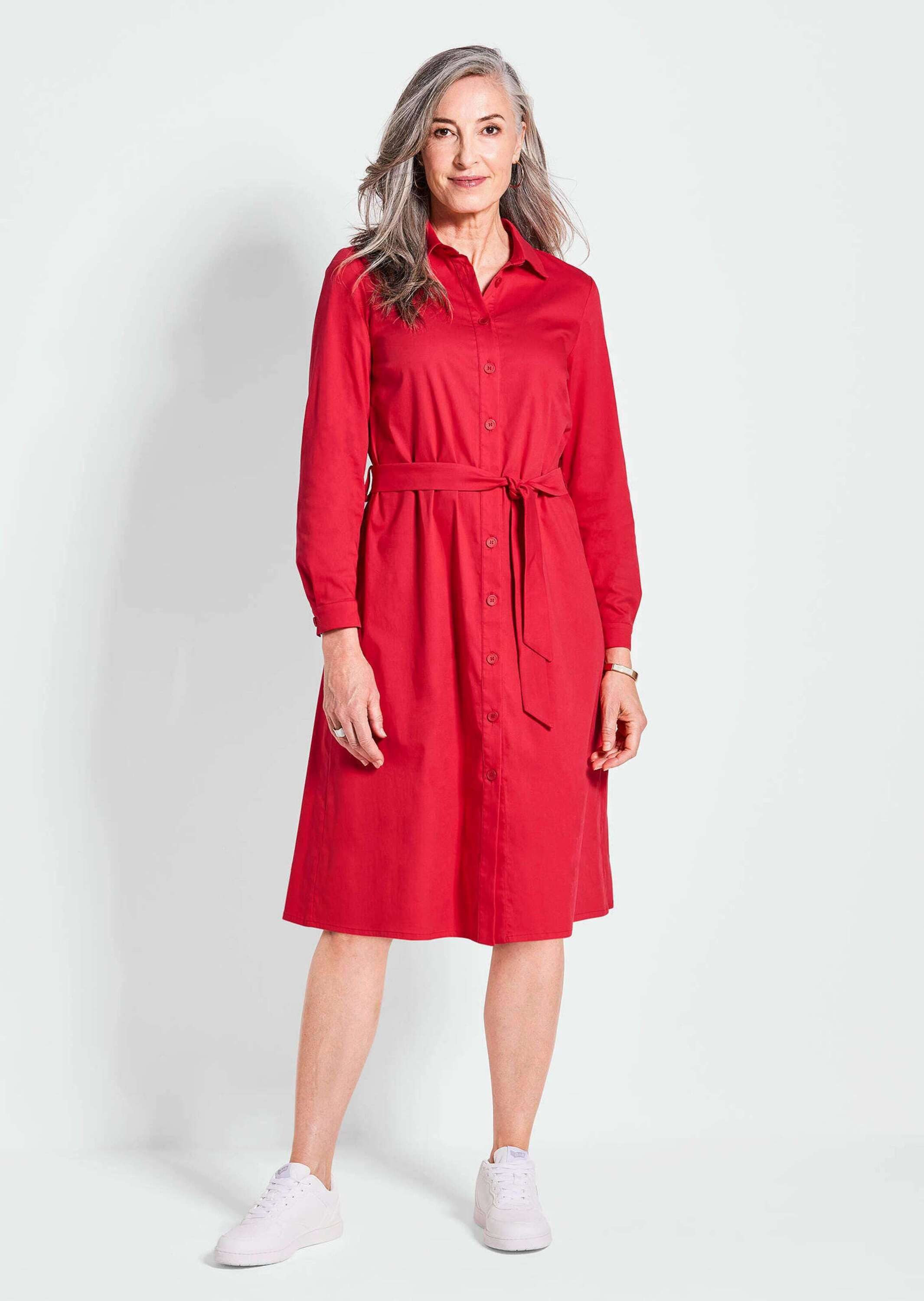 GOLDNER Sommerkleid Kurzgröße: Hemdblusenkleid mit Bindegürtel Klassisches günstig online kaufen