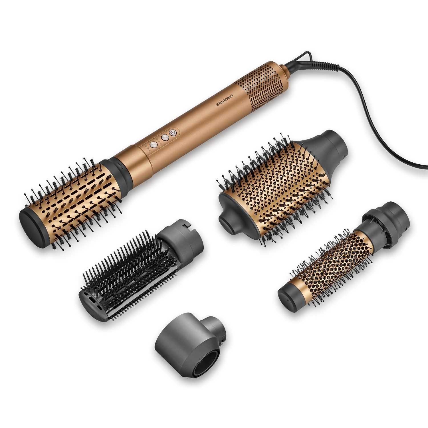 Severin Multihaarstyler S-Style Multi-Styler Pro, WL 0685, 5 Aufsätze, Föhn - Trockner - Volumisieren - Locken - Glätten, bronze