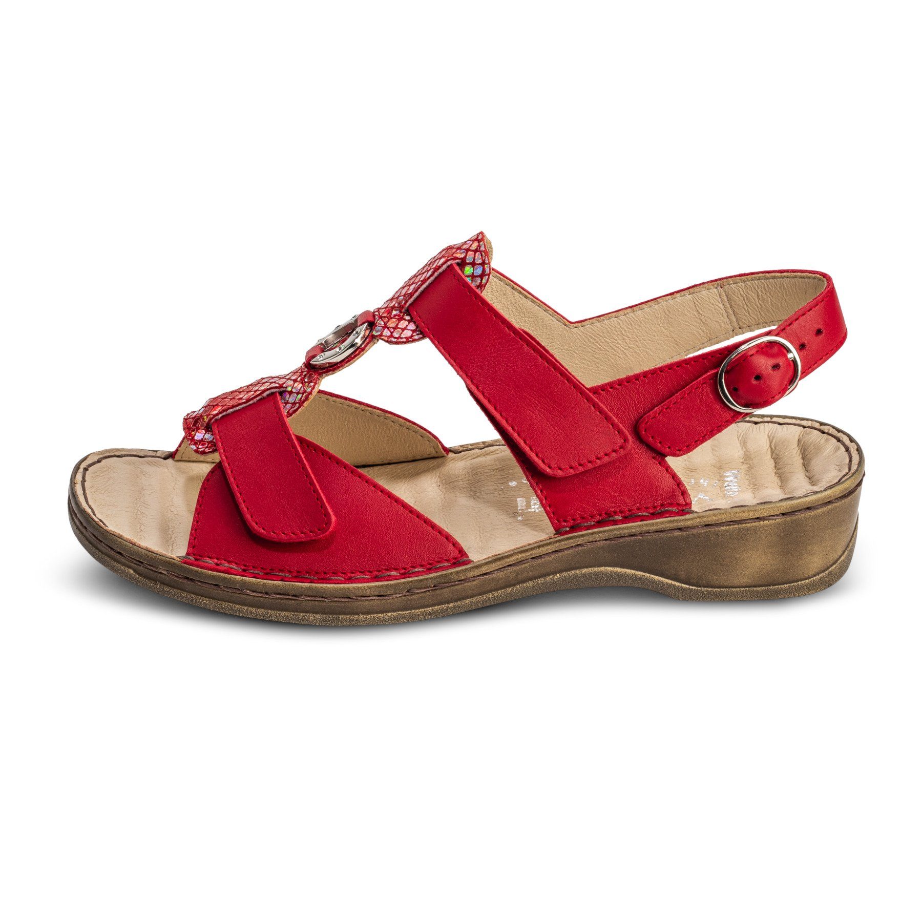 Sandale Damenschuhe rot Leder Sandalette echt vitaform