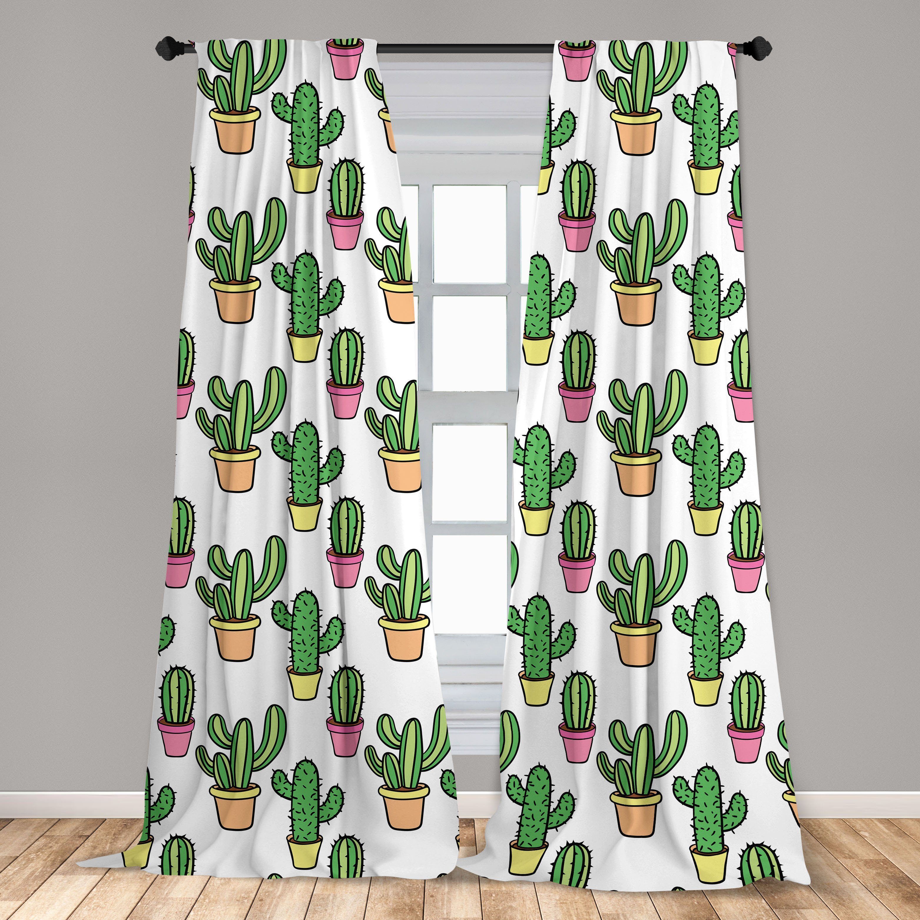 für Abakuhaus, Schlafzimmer Kaktus Microfaser, Vorhang Gardine Blumen Wohnzimmer Cartoon Dekor,