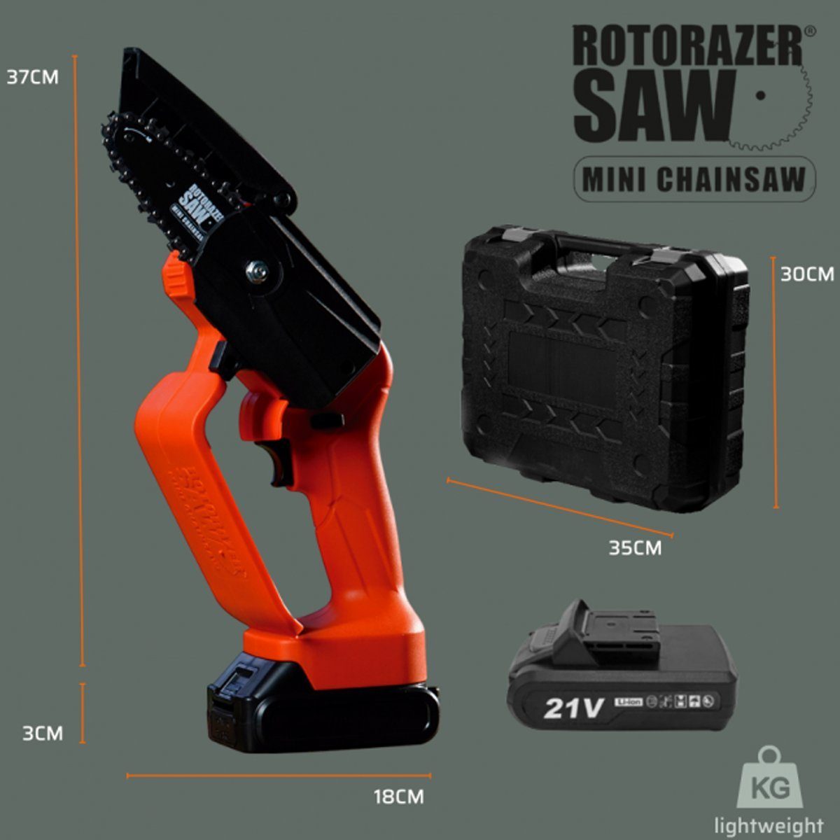 Best Direct® Akku-Kettensäge Rotorazer® Mini Chainsaw, Tragbare & leichte Kettensäge mit Akku, 21 Volt