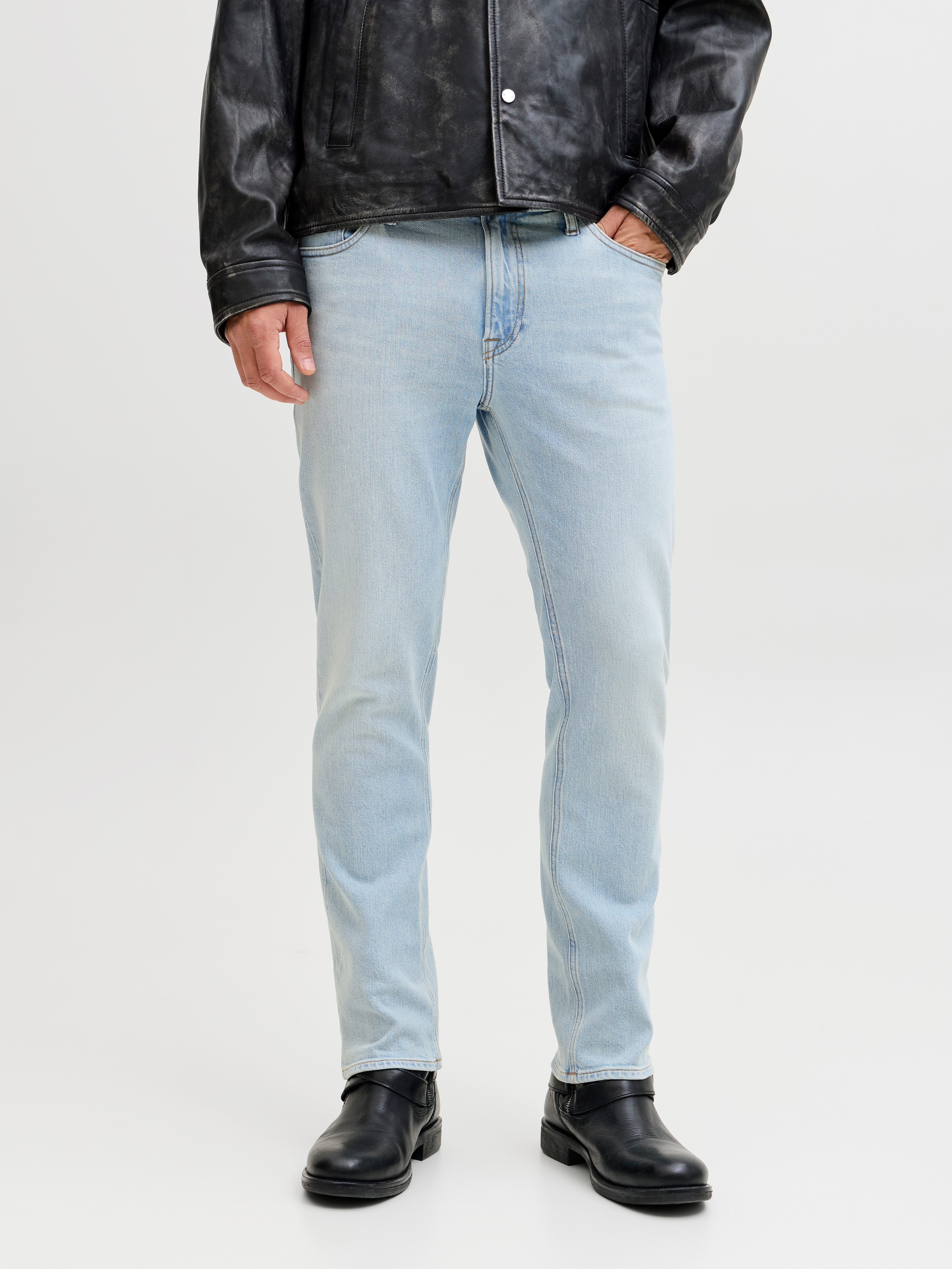 Regular-fit-Jeans JJICLARK im Used-Look, Stretchkomfort und niedrige Leibhöhe