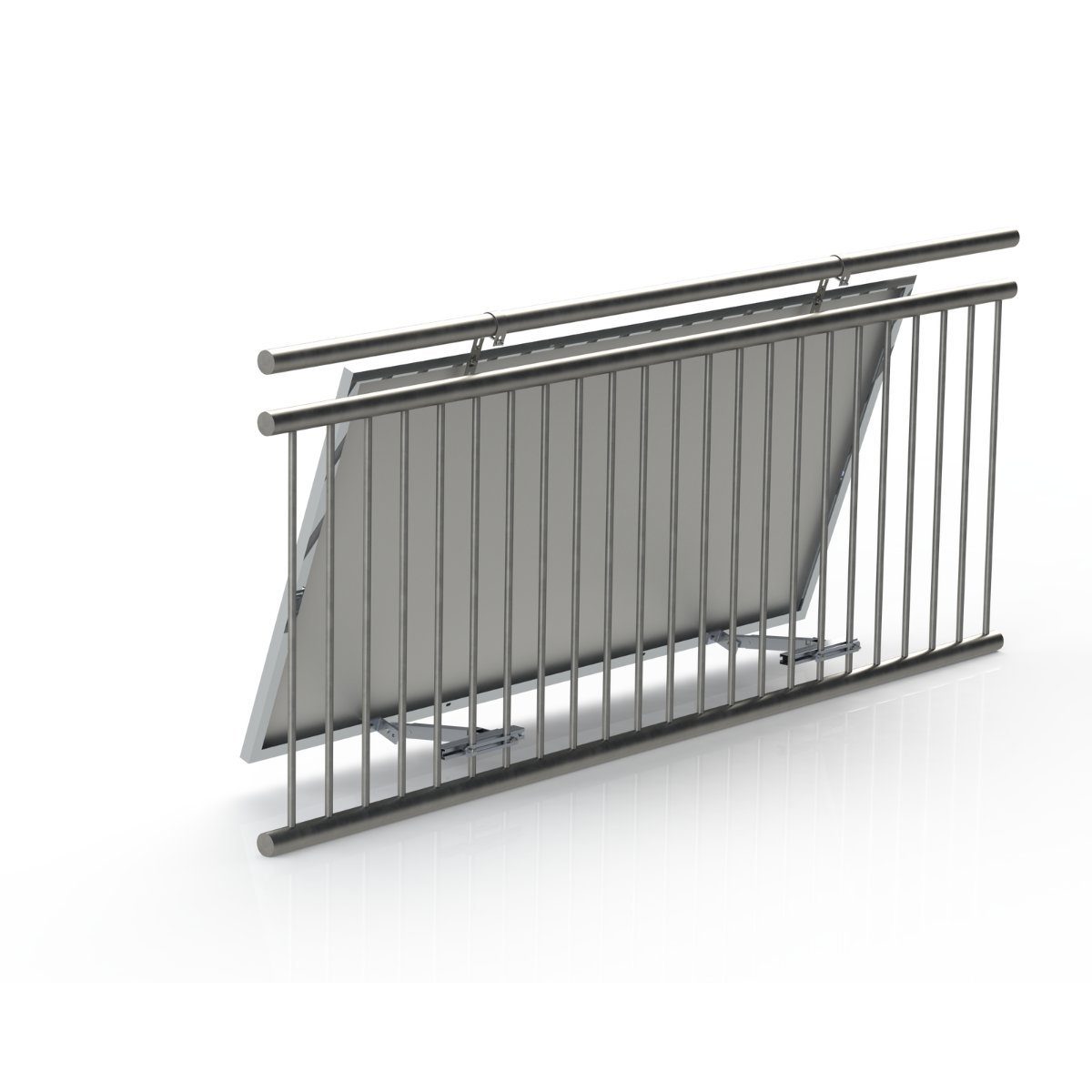 smartEC Solarmodul-Halterung SOLAR ALLin Balkonhaken-Set Plus für Solarmodule – Balkonkraftwerk, (TÜV geprüft Winkel einstellbar bis ° Geländer Haken Schutzstreifen)