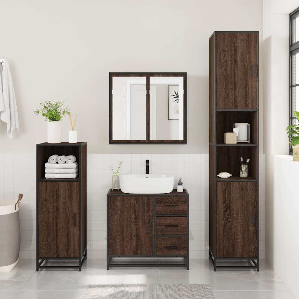 vidaXL Badezimmer-Set Waschbeckenunterschrank Braun Eichen-Optik 65x33x60 günstig online kaufen