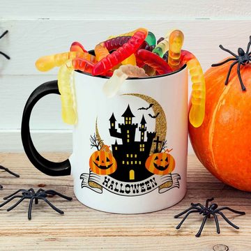 GRAVURZEILE Tasse mit Motiv im Halloween Schloss Design, Keramik, 330 ml