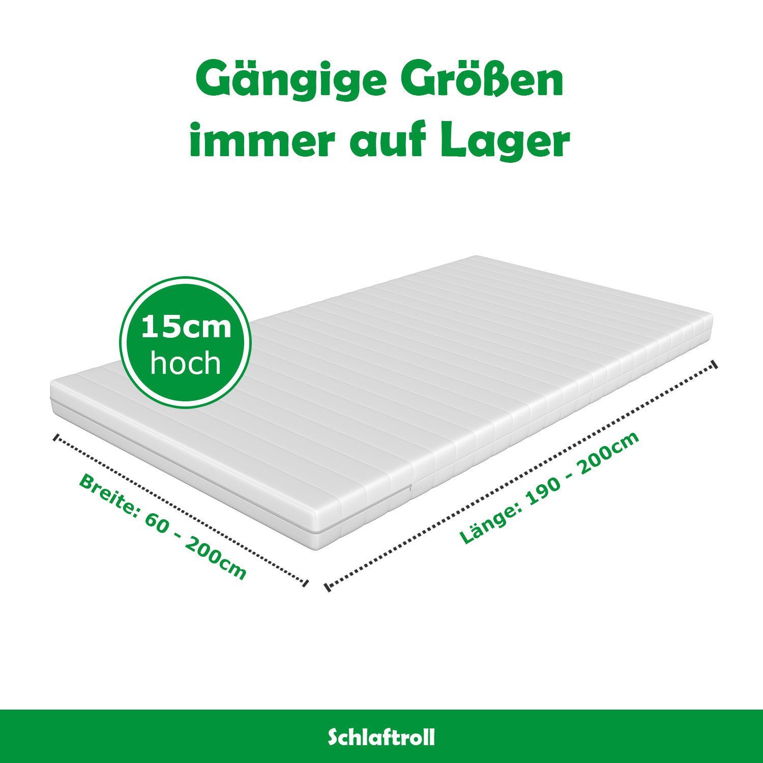 Kaltschaummatratze 15 cm H2/H3 ergonomische 7-Zonen Wendematratze, Schlaftroll, 15 cm hoch, 90x200 cm, 140x200 cm, 180x200 cm und weitere Größen – Bild 3 von 5