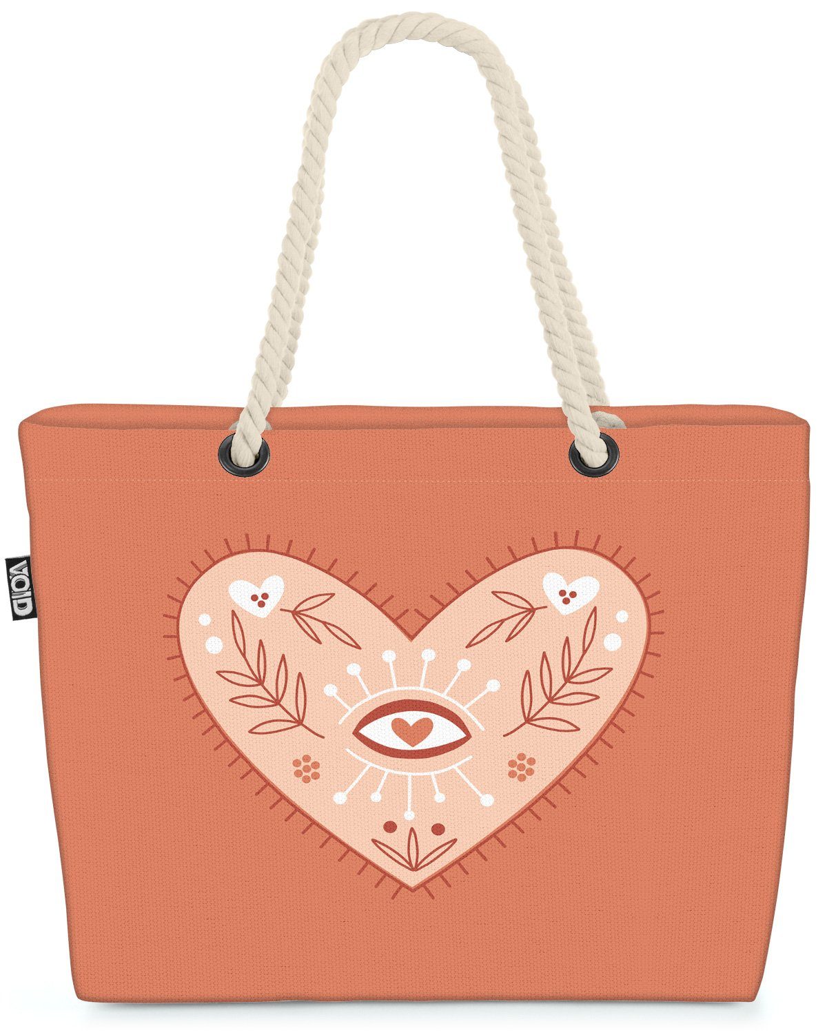 VOID Strandtasche (1-tlg), Boho Herz Liebe Grafik Rot romantisch trendy verliebt Design Illustra | Strandtaschen